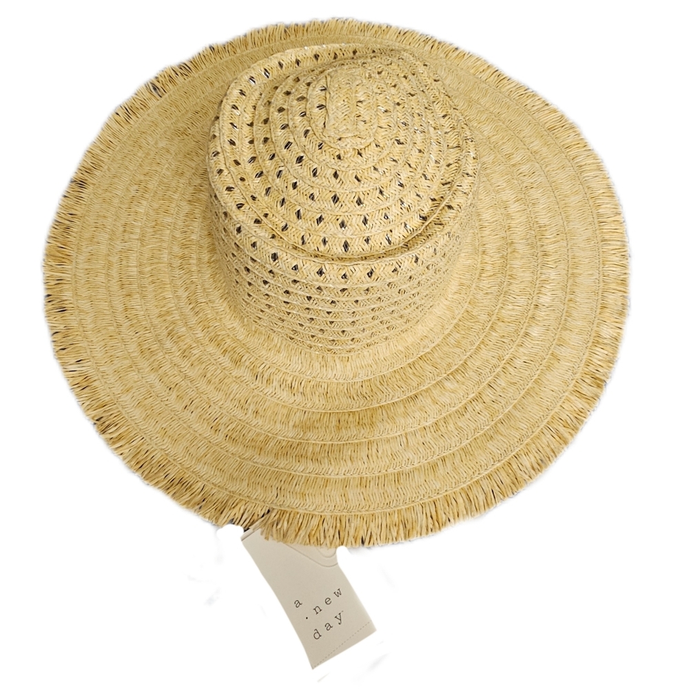A NEW DAY Womens Straw Sun Beach Vacation Hat Small Medium Adjustable New NWT